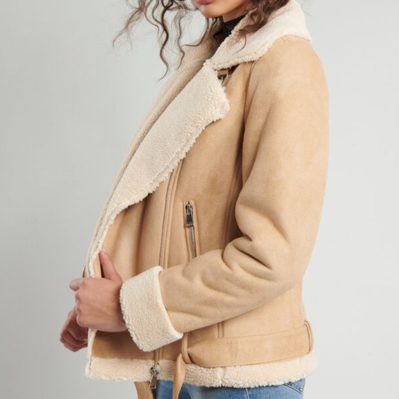 Garage Suede Shearling Oversized Aviator Jacket - Picture 2 of 6